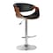 Armen Living Butterfly Adjustable Height Swivel Black Faux Leather and Walnut Wood Bar Stool with Chrome Base LCBUBAWABL - alternate 1